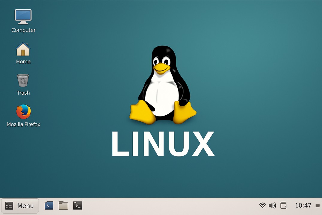 Slika namizja linux operacijskega sistema na prenosniku